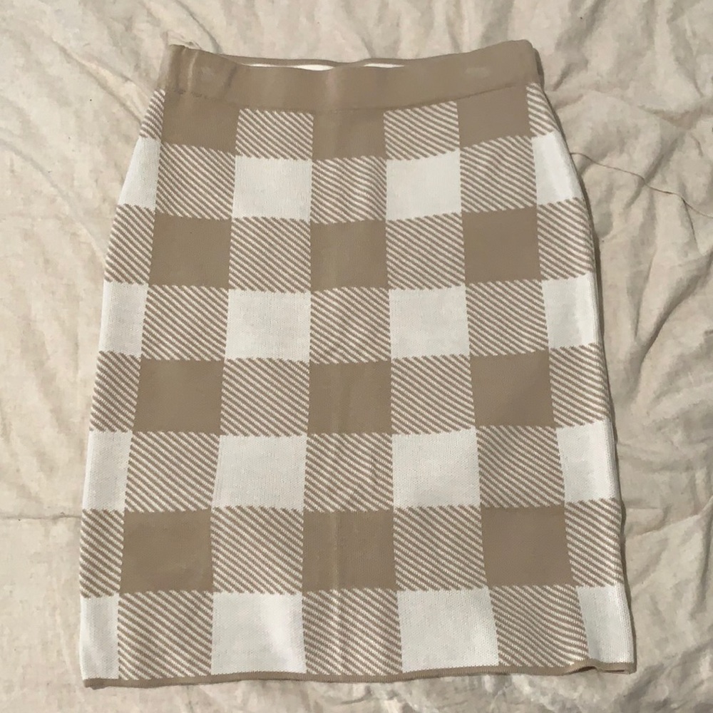 Calvin Klein knit checkered midi skirt